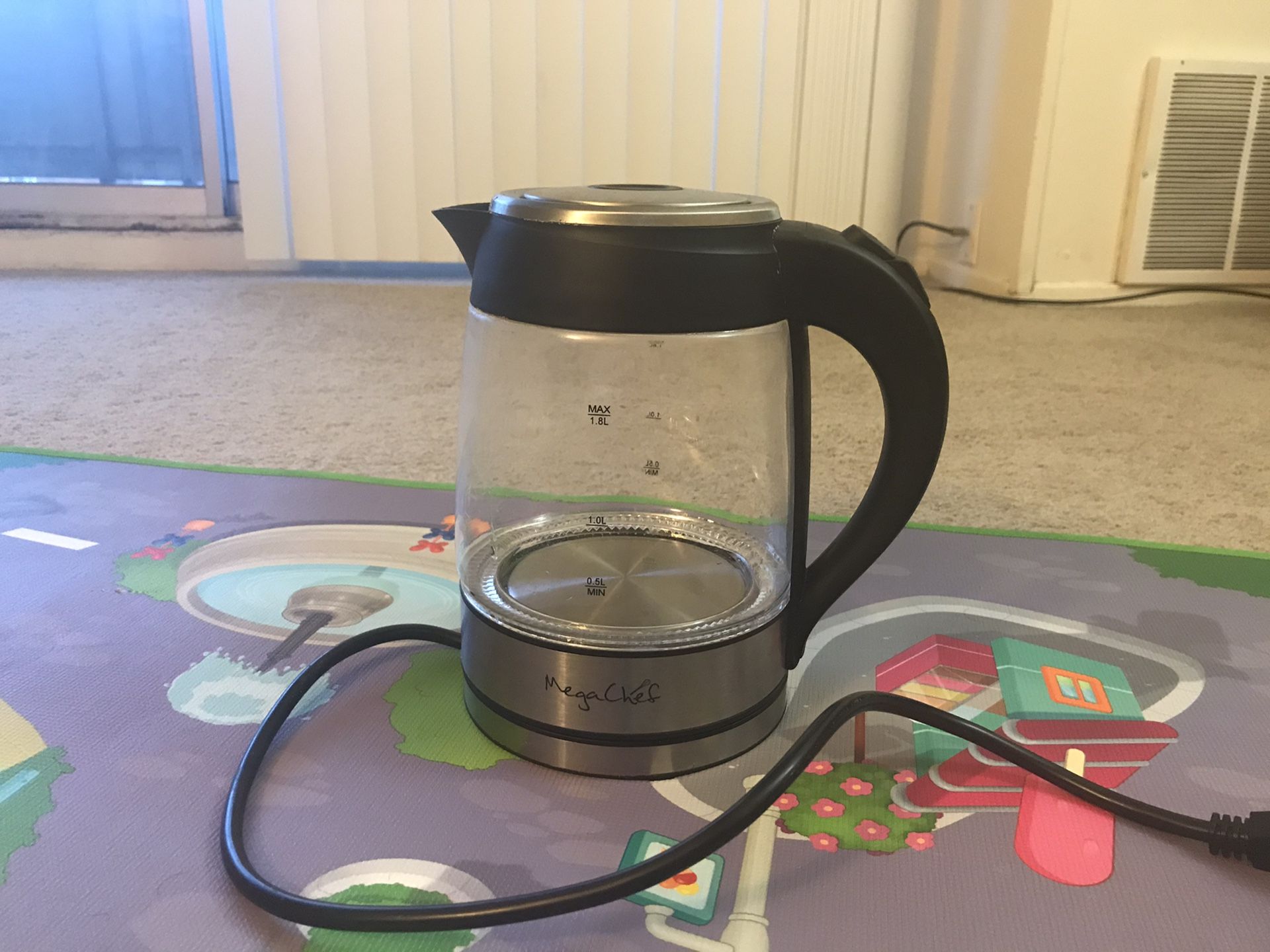 MegaChef 1.8Lt. Glass and Stainless Steel Electric Tea Kettle