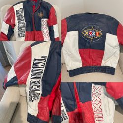 NFL Vintage PRO PLAYER January 1998 Super Bowl XXXII Zip Up Leather Jacket Size L