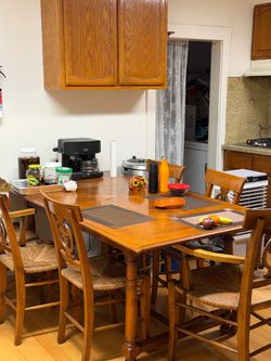 Wood Dining Table with 6 Chairs