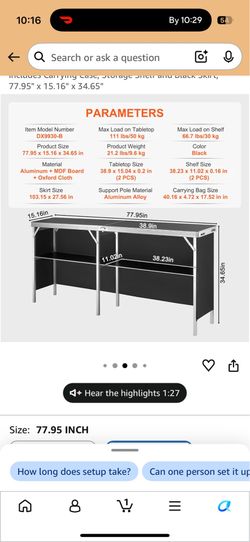 Movie black long table for bartending etc
