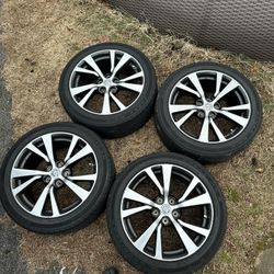 Set Of 4 Nissan Rims 18x8.5” 5x114 With 245/45/18 Tires Good Condition 