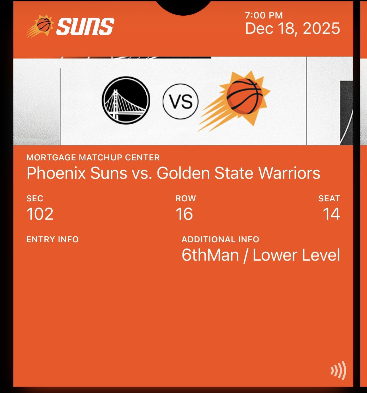 Suns vs Warriors Tickets 12/18