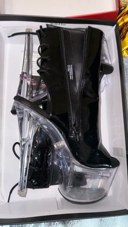 Black leather light up 6” heels