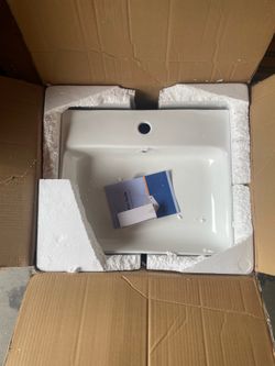 Turner Vitreous China 20 in. W x 16 in. D x 5 in. H Wall-Mount/Vessel Sink with Faucet Hole and Overflow in White