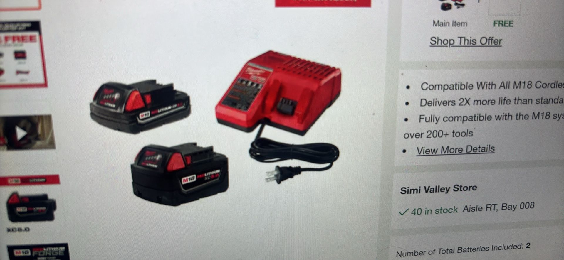 Milwaukee M18 Lithium Ion Battery Starter Kit
