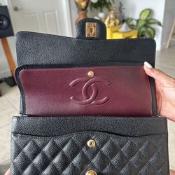 Original Chanel Classic Double Flap Bag Quilted Caviar Médium 