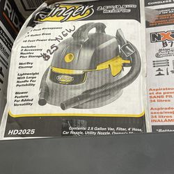 Stinger 2.5 Gallon 1.75 Peak HP Compact Wet/Dry Shop Vacuum with Filter  Bag, Hose and Accessories HD2025 - The Home Depot