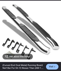 (Curved End Oval Metal) Running Board Nerf Bar For 04-15 Nissan Titan