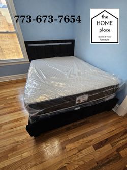 Brand New Led Queen Bed Frame With Mattress & Boxsping 🚨 Ready For Delivery 🚚 