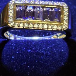 New Tanzanite/moisanite 18K Gold Over Sterling Silver
