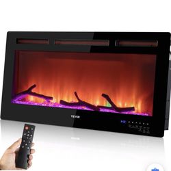 VEVOR Electric Fireplace Linear Fireplace 36'' Wall-mounted or Recessed w/Remote