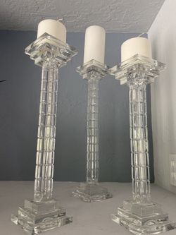 Stunning MODERN crystal Set Of 3 Candle Holders