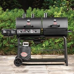 Char-Griller Charcoal Grill/Smoker Combo Black w/ Side Burner & Thermometer