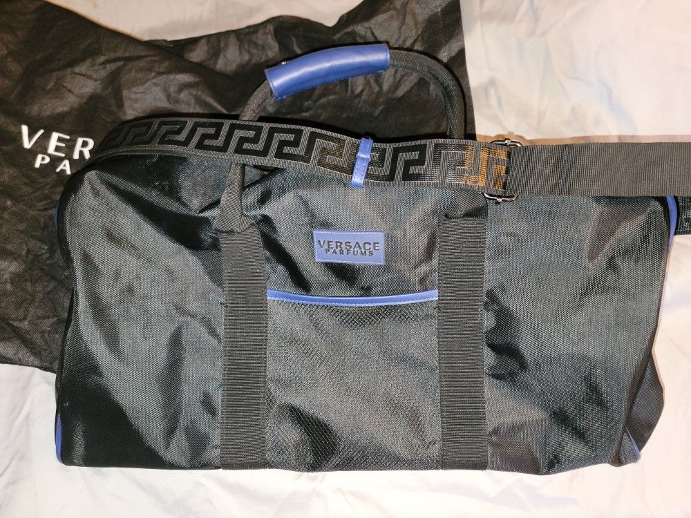 Versace Parfums Duffle Bag Black Navy Blue Weekender Travel Luggage Mens

