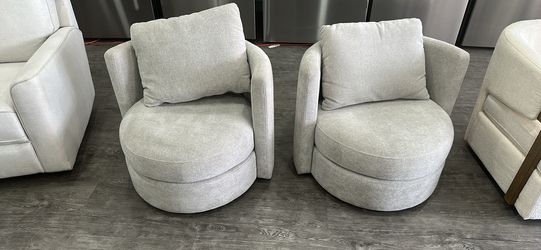 2 Modern Swivel Accent Chairs – Like New