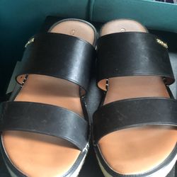 Women coach Leather Slide On Sandles