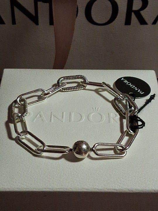 Pandora ME Authentic Brand New Sterling Silver Chunky Removable Chain Link Signature Clasp Braclet 7.5 Inch