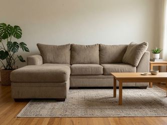 FREE DELIVERY ❗️ Tan 2-Piece Sectional Sofa with Chaise - Clean & Ready