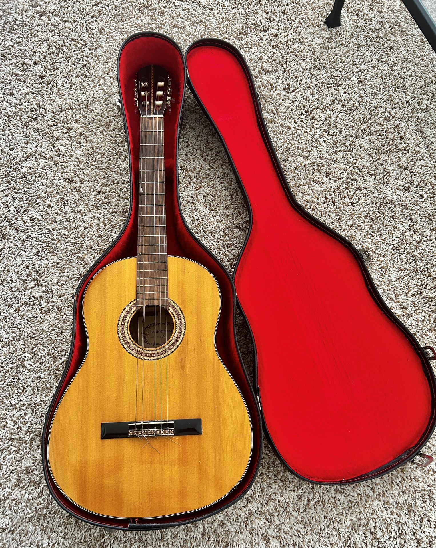 Guitars: Franciscan Model No. 680 with Case, and Primo with Case.
