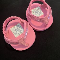 Build A Bear Unique Pink Beach Flip Flops Shoes Sequins Heels Bab Dm Hello Kitty