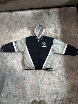 Vintage Raiders NFL Hooded Puffer Jacket