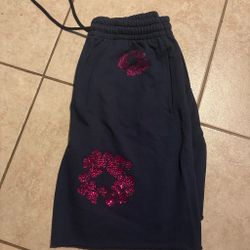 Navy blue pink rhinestone