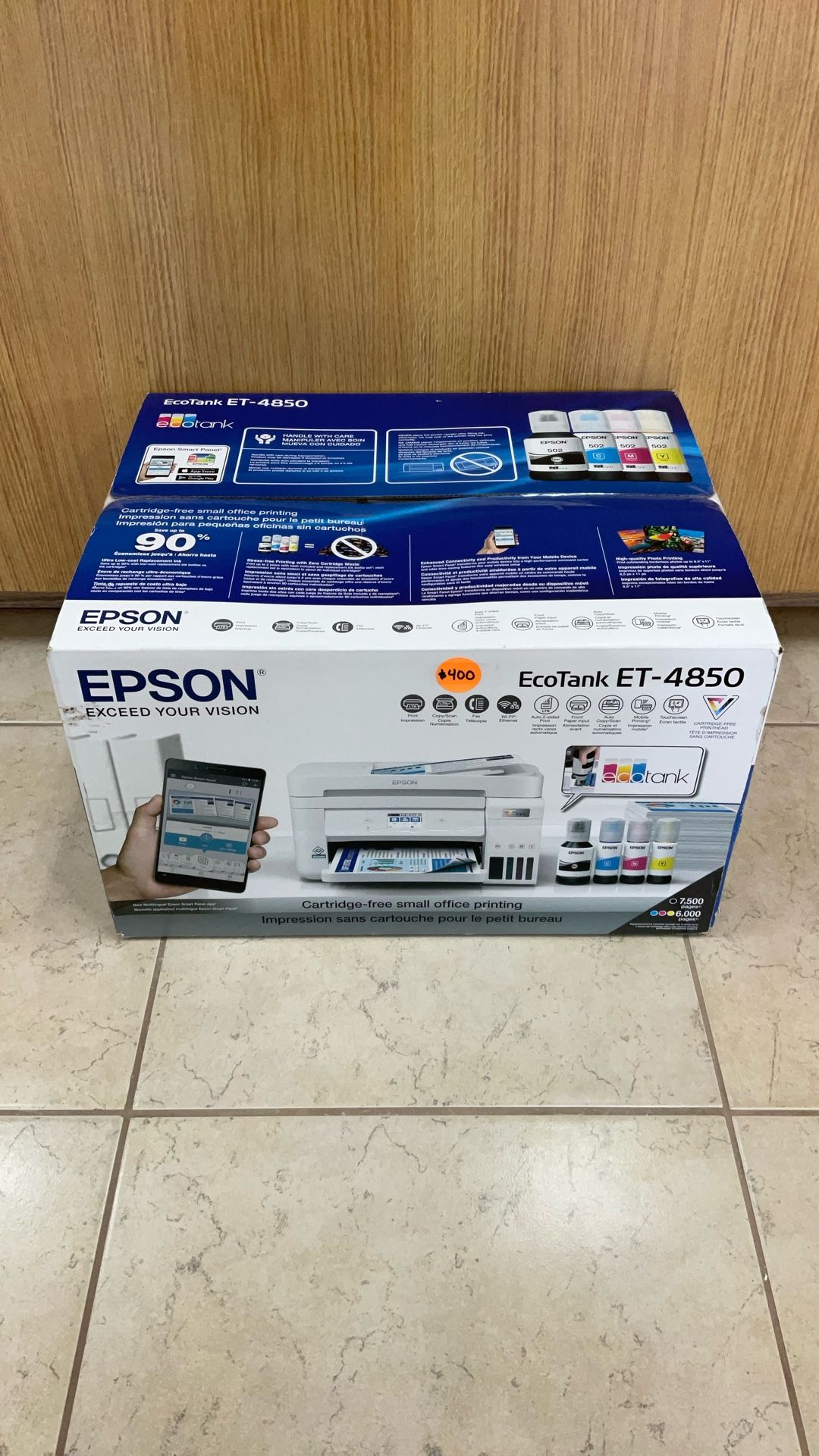 EPSON ECOTANK ET-4850 CARTRIDGE-FREE SMALL OFFICE PRINTER.