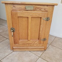 Two White Clad Solid Oak Wood Ice Boxes Nightstand Cabinet End Tables (2)