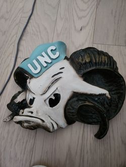 Vintage UNC Tar Heels Ram Mascot plaster Wall Plaque