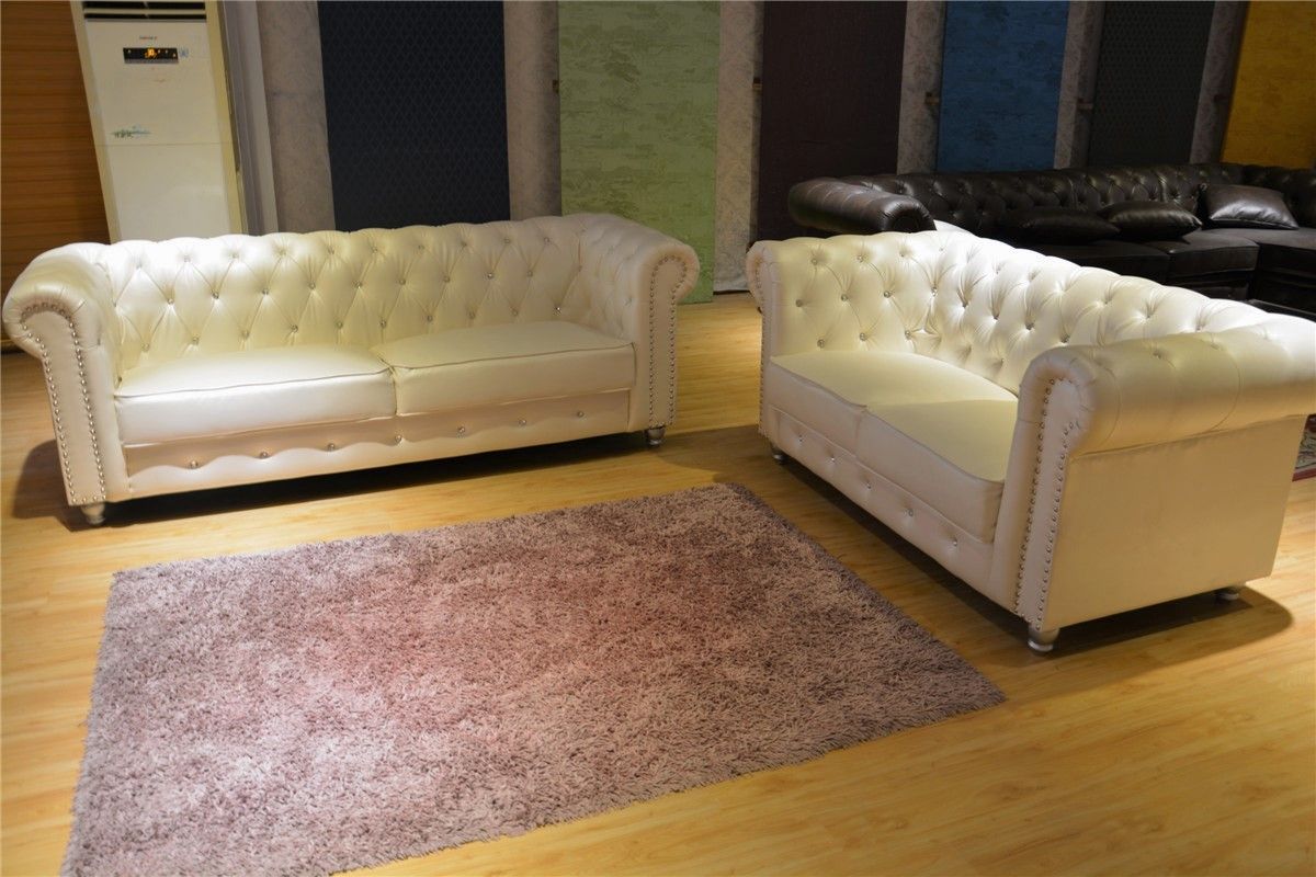 White Chesterfield sofa loveseat set