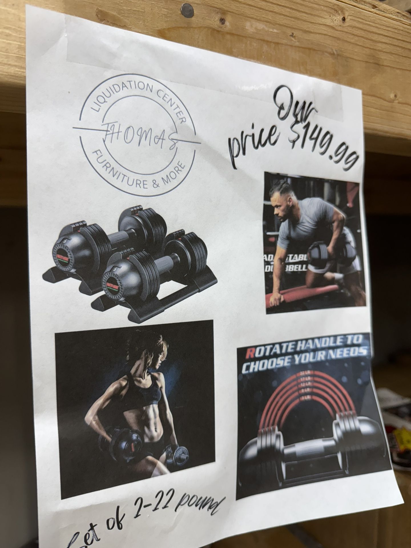 Adjustable Dumbbells 22 Pounds Each $149.99 Set Of 2