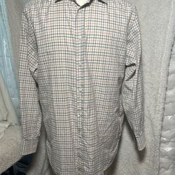 gently worn ralph Lauren Purple Tag Long Sleeve Button Up Shirt Size 16.5 Blue,green,orange check