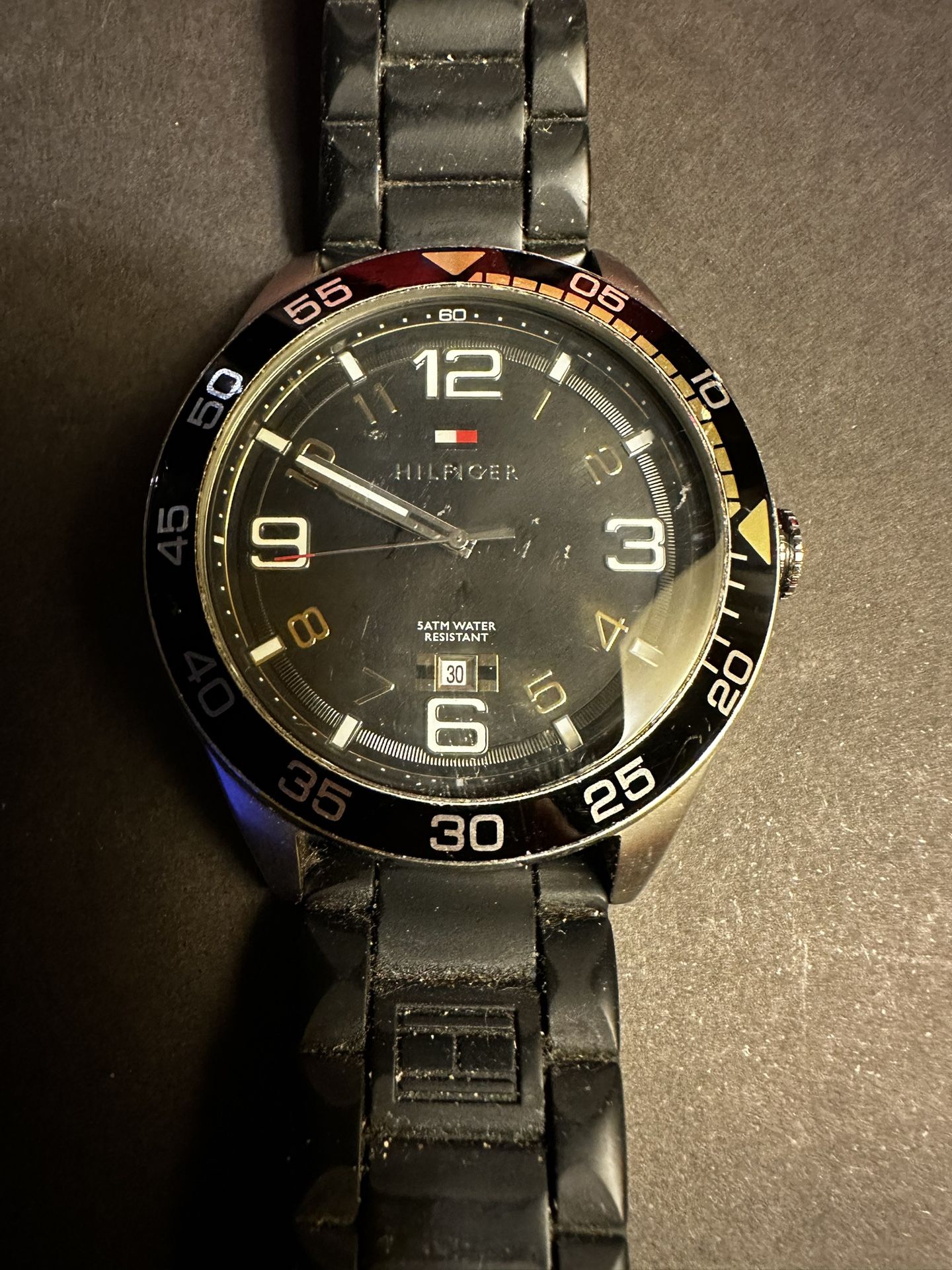 Tommy Hilfiger Black and Silver Watch