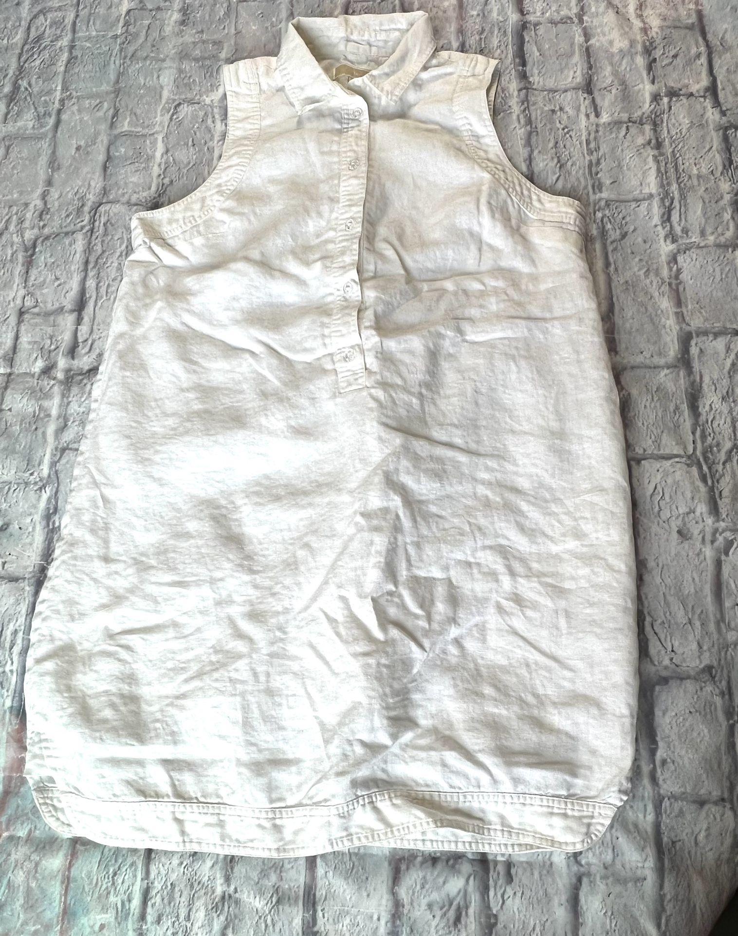 L Michael Kors White 100% Linen Short Dress Sleeveless Large Womens Clothes MK