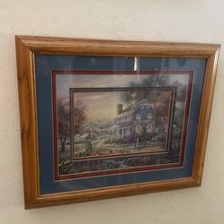 Small Picture In Wooden Frame. Multiple Matting Layers.