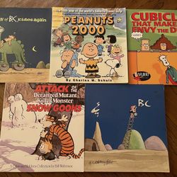 5 Comic Strip Type Books (BC, Peanuts, Calvin & Hobbes, Dilbert)