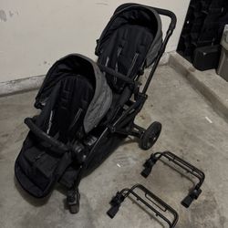 Contours Double Stroller With Infant Car Seat Adapters