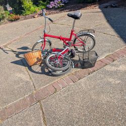 2 Adult Folding Bikes And Baskets 