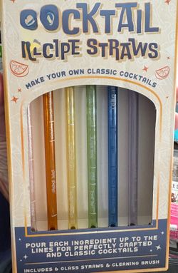 New. Cocktail recipe glass straws