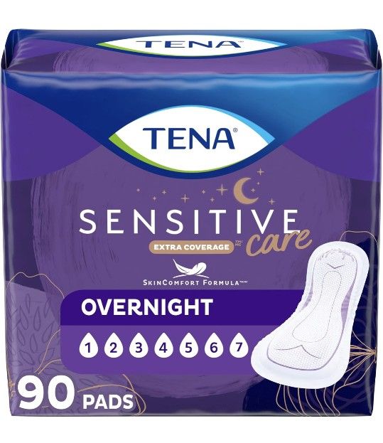 Tena Sensitive Care Extra Coverage Overnight Incontinence Pads - 90 Count - Max