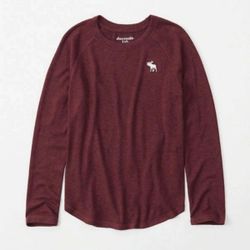 Abercrombie Kids Burgundy Red Texture Long Sleeve T Tee Shirt Top Sweatshirt Sweater Size 7 8 Children's 