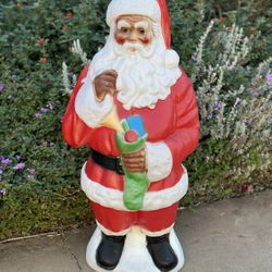 Large Vintage Santa Blow Mold With Stocking 