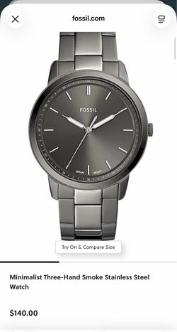 Brand new Minimalist three hand smoke stainless steel Fossil watch