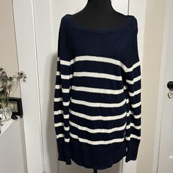 Blue and White Striped Sweater