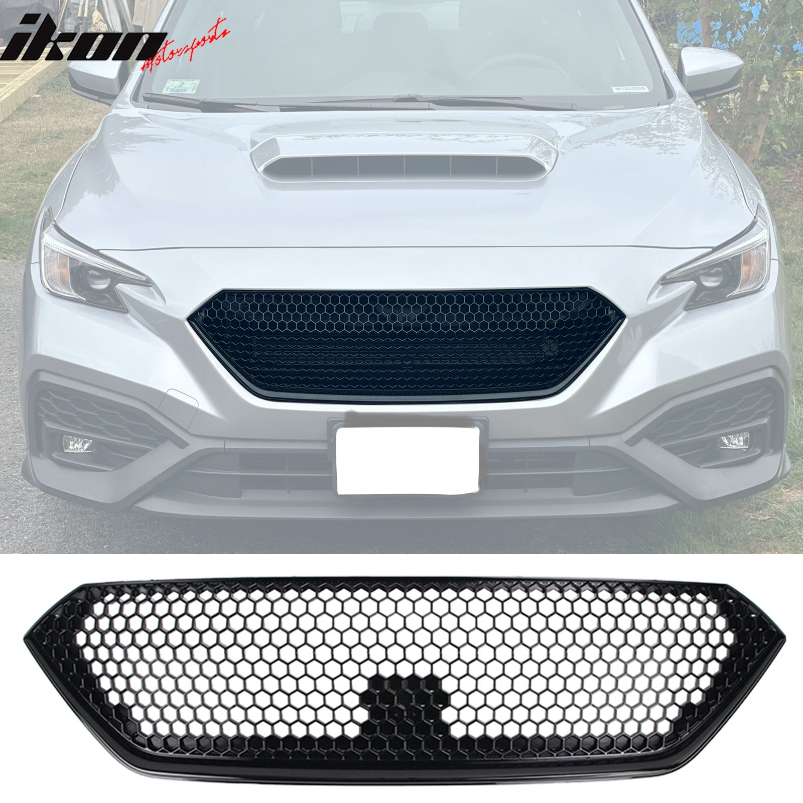 Fits 2022-2025 Subaru WRX 4DR Sport Style Front Bumper Upper Grille ABS Gloss Black