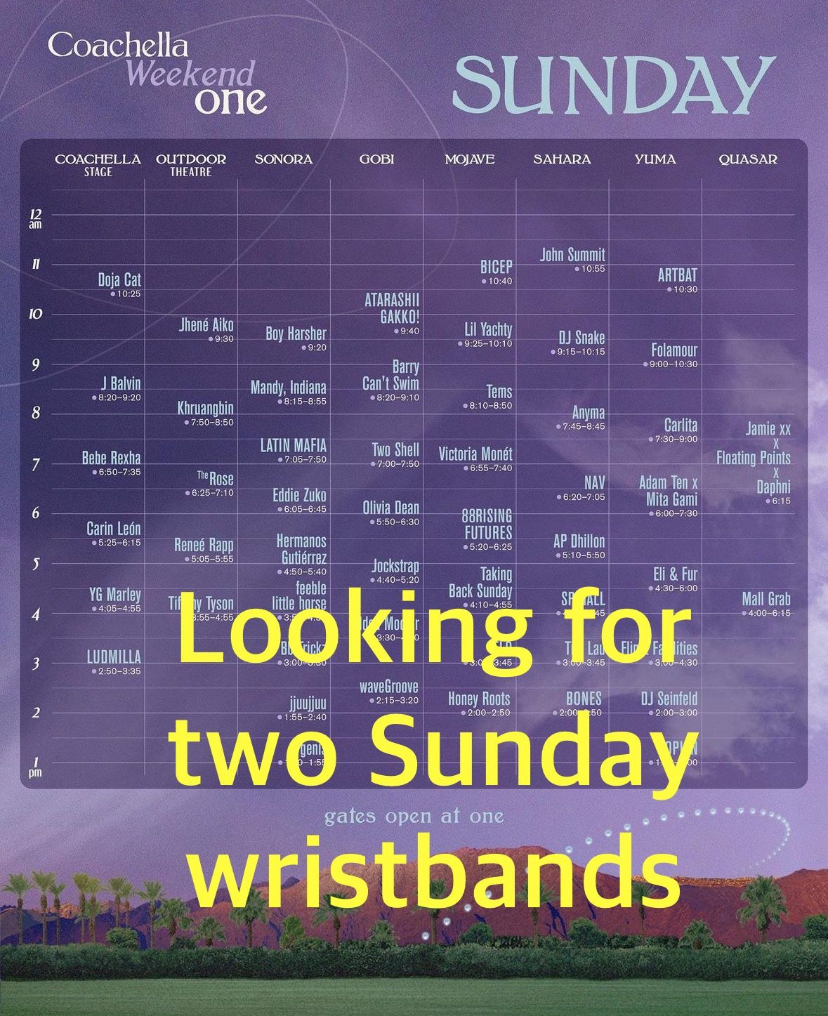 Looking For: Two Week 1 Sunday Wristbands