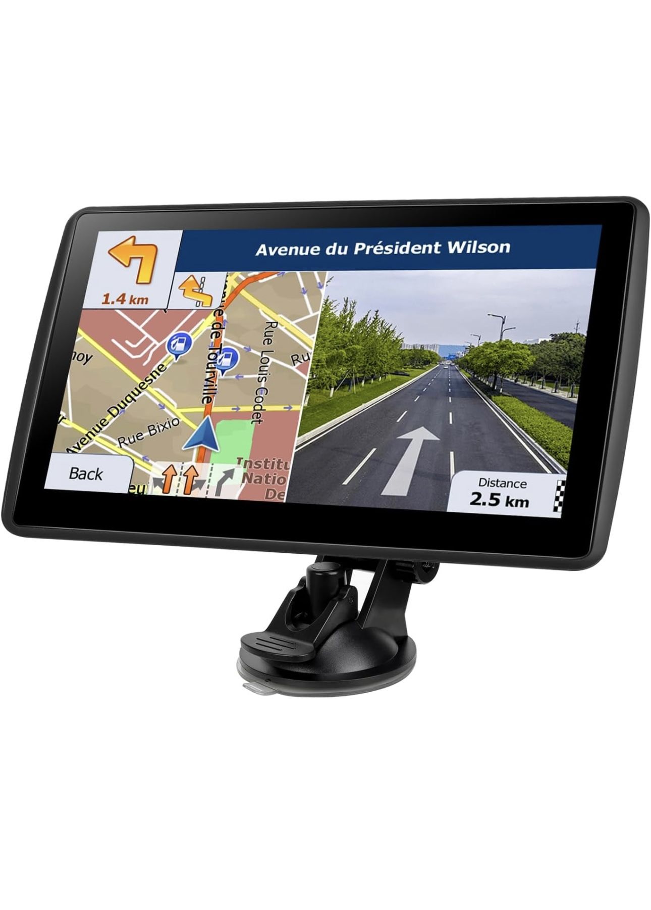 GPS Navigator for Car Truck RV, Latest 2024 Map 7 inch Touch Screen Car GPS, Support Voice Turn Direction Guidance/Speed and Red Light Warning/Custom