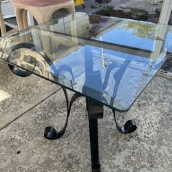 Side Table Glass Top And Metal Legs Very Sturdy 