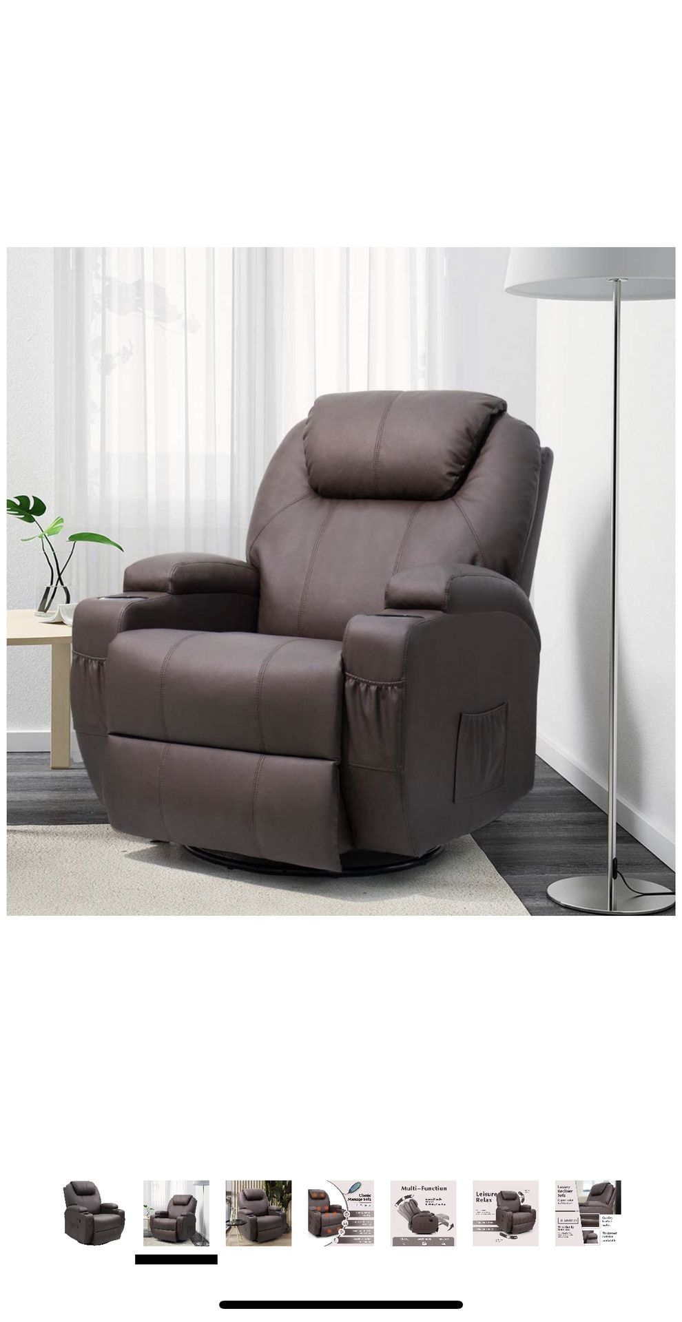 Rocking Chair Recliner Chair with Massage and Heating 360 Degree