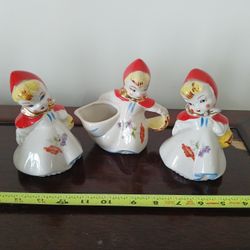 Hull Pottery Little Red Riding Hood creamer figurines